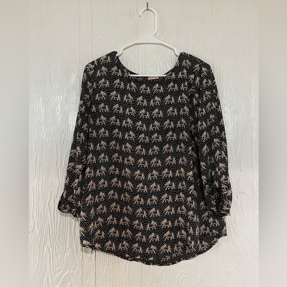 Women’s Blouse - Elephant Pattern - Adjustable Sleeves - Dress Up or Down 🐘